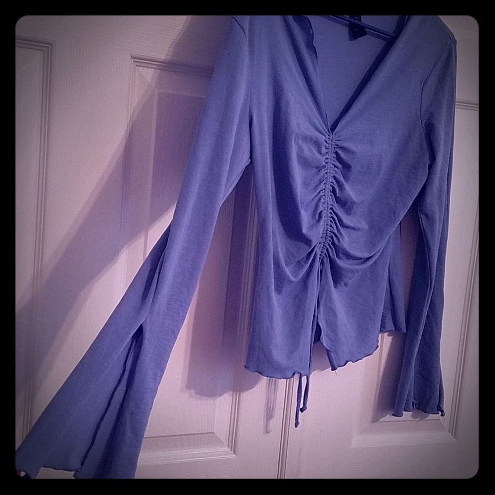 90s Vintage Bisou Bisou Peasant Top Bell Sleeves L